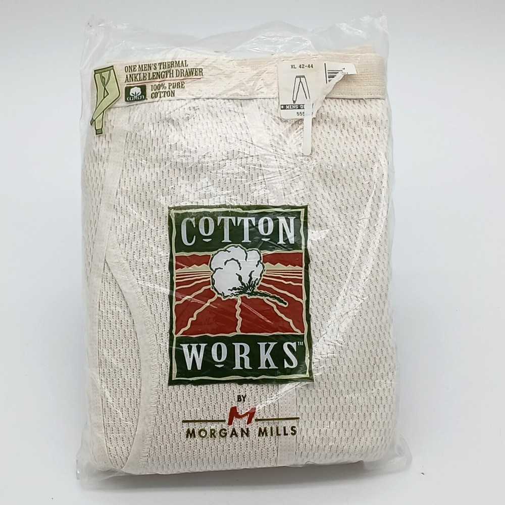VTG Cotton Works by Morgan Mills Men's XL 42-44 Thermal Ankle Length Drawer NIP
